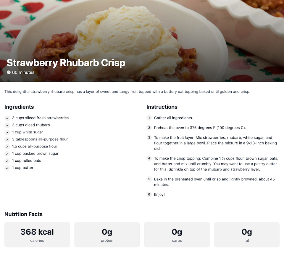 Recipe Viewer Screenshot